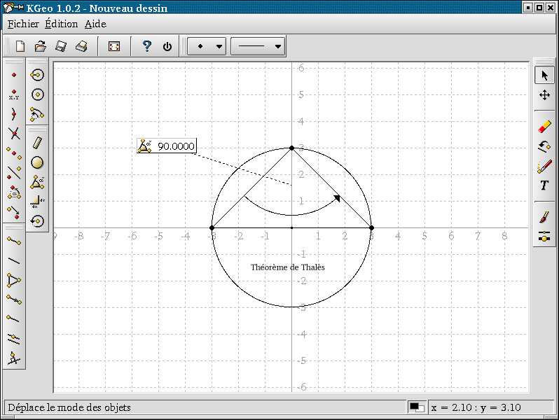 Capture d'écran 1 : KGeo et le théorème de Thalès
